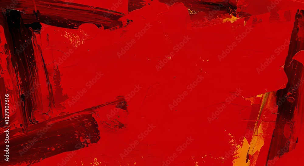 Poster abstract red brushstrokes art with bold textural layers and dynamic color contrast