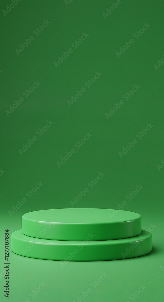Poster minimalist green podium display with gradient background for product presentation