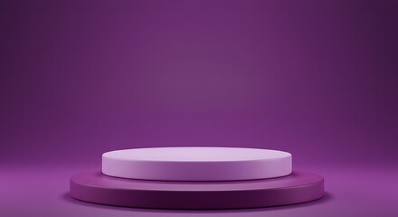 Minimalist purple podium with two steps on a vibrant background