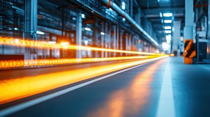 A blurred image captures a train at a station, conveying a sense of motion and travel through an atmospheric and dynamic setting.