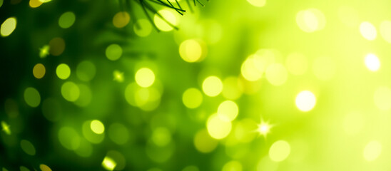 Obraz premium bright green bokeh lights background