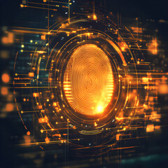 Futuristic Digital Fingerprint Technology Concept for Cyber Security