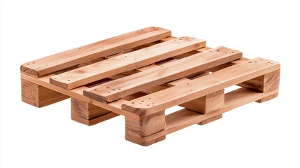 Rustic Wooden Pallet Isolated on White Background, Durable and Natural Wood Texture for Shipping and DIY Projects