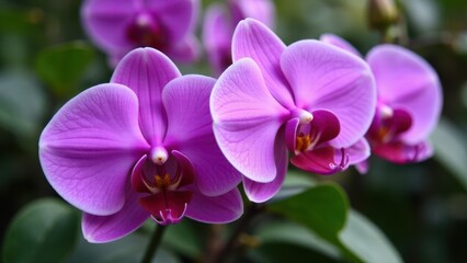 Beautiful purple orchids in full bloom with vibrant petals and intricate details.