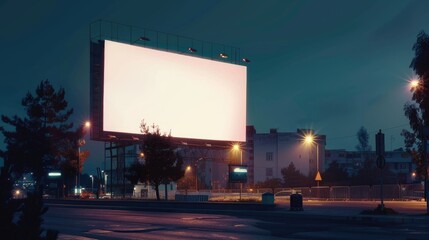 White billboard on tp side of road at night time