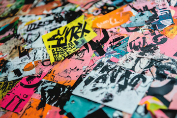 A punk zine-style risograph background with heavy black ink smudges, paper texture, and vibrant, overlapping layers of chaotic text.