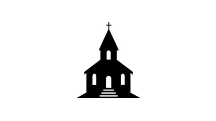 Silhouette of a church on white background, faith and spirituality