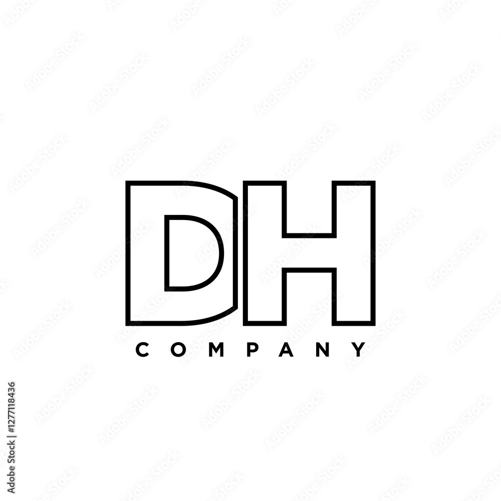 Poster letter d and h, dh logo design template. minimal monogram initial based logotype.