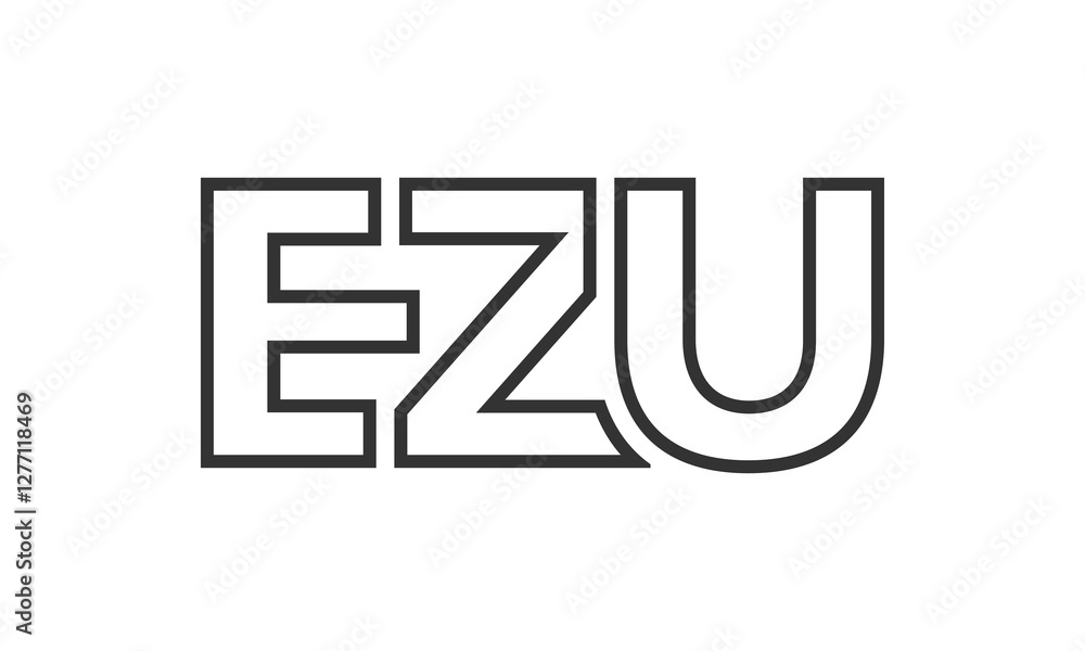 Poster ezu logo design template with strong and modern bold text. initial based vector logotype featuring s
