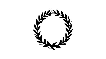 Black and white silhouette of a wreath on white background, celebration