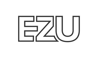 EZU logo design template with strong and modern bold text. Initial based vector logotype featuring simple and minimal typography. Trendy company identity.