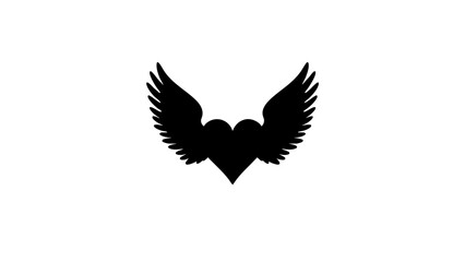 Obraz premium Heart silhouette with wings on white background, love and freedom