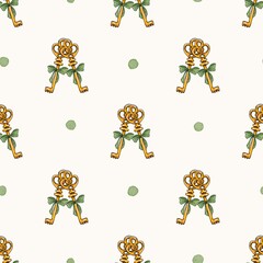 seamless pattern with key and bows