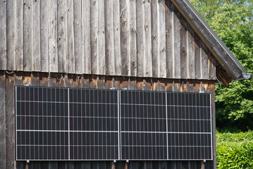 balcony power plant on the wooden house