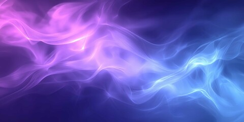 Fototapeta premium Abstract background design featuring neon waves illuminated by soft gradients of purple and blue creating a dynamic flow ideal for modern digital art and presentations