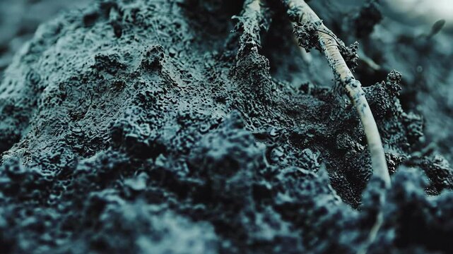 Textured soil with intricate root systems revealing the complexity of nature's ecosystem in a forest environment