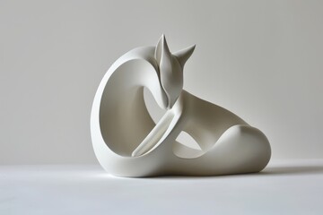 Escultura zorro de mármol blanco, decoración del hogar figura de un zorro, zorro de porcelana minimalista