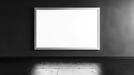 empty picture frame in black room
