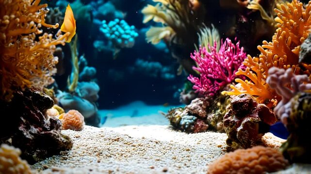 Vibrant Coral Reef Aquarium: Exotic Fish and Colorful Marine Life
