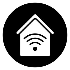 Inverted Bold Circle Home Wifi Glyph