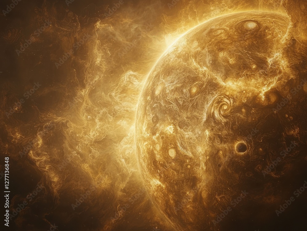 Poster swirling clouds of venus outer space digital art cosmic environment abstract view mysterious concept
