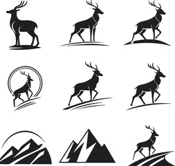 deer silhouettes set