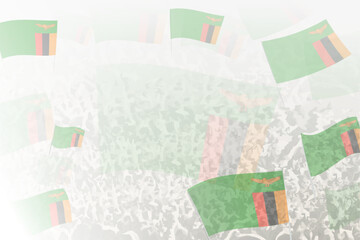 Celebratory Crowd with Zambia Flags Background