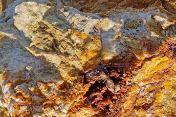 Colorful Textured Rock Formation with Quartz and Mineral Deposits for Geology and Nature Themes