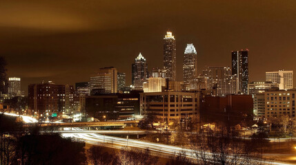 Obraz premium Starless Night Descends Over The Gleaming City Of Atlanta