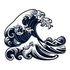 和風波紋デザイン – 伝統的な浮世絵スタイルの波