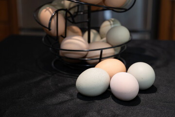 Chicken eggs in the kitchen