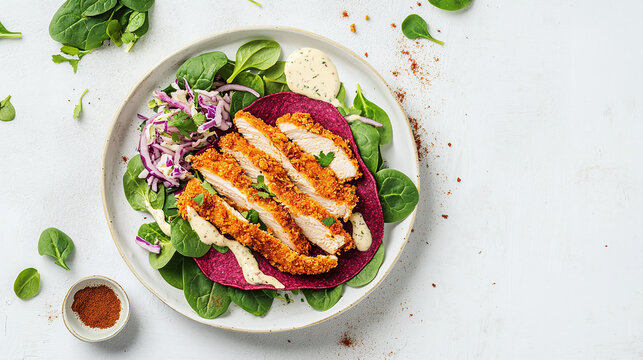 Repas de tortilla au poulet pan&eacute; croustillant et savoureux &agrave; partager