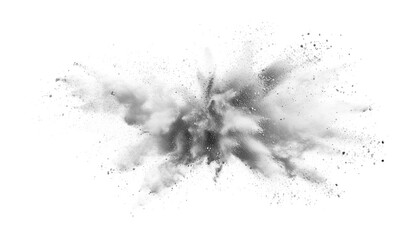 White dust powder explosion transparent PNG isolated background