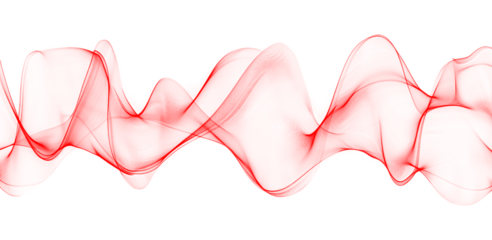 Abstract red music wave form shape transparent PNG isolated background. Electronic rhythm frequency