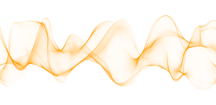 Abstract orange music wave form shape transparent PNG isolated background. Electronic rhythm frequency