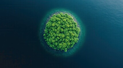 Aerial view of lush green island surrounded by water nature photography tranquil environment serenity