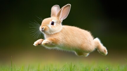 Obraz premium The Hop: Capture a rabbit hopping across a field or through the grass. Use a fast shutter speed to freeze the action.