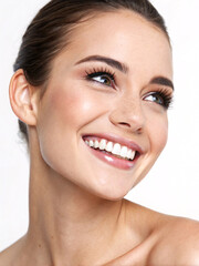 Obraz premium close up portrait of young woman Radiant Smiling Woman with Flawless Skin 