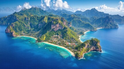 Breathtaking aerial view of tropical island paradise thailand landscape photography ocean vistas scenic perspective