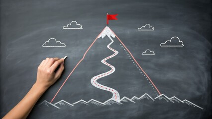 Exploration of Business Goal Achievement Strategies with Visual Success Metrics and Collaborative Team Efforts in Modern Office Environment