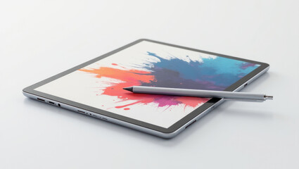 Digital art creation with stylus on tablet for creative expression