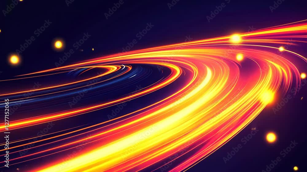Poster colorful light trails create a captivating abstract design in a dark background