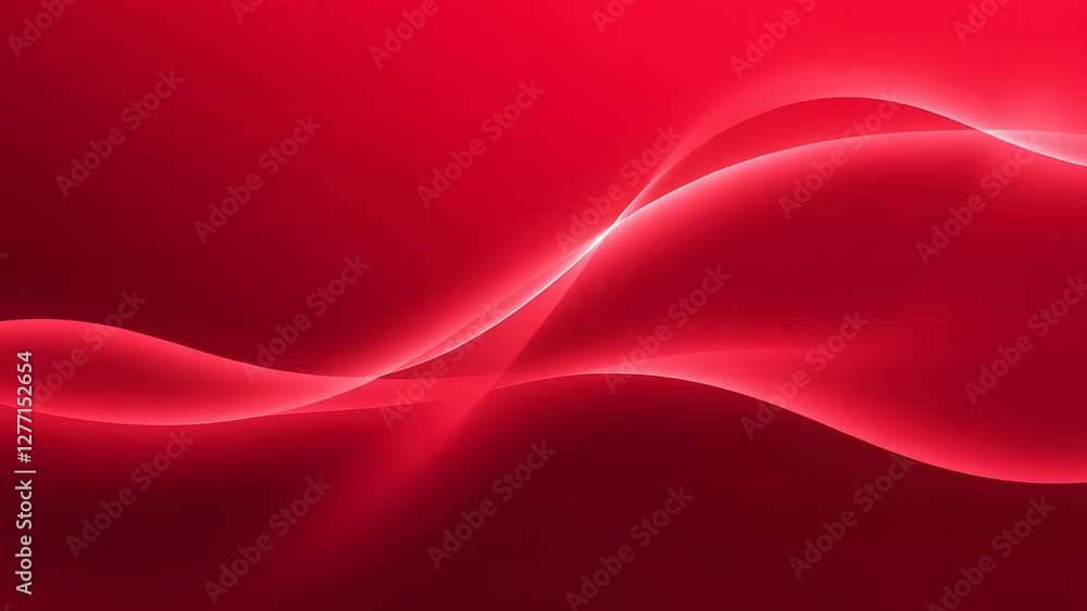 Poster red abstract silk background with flowing waves and soft light