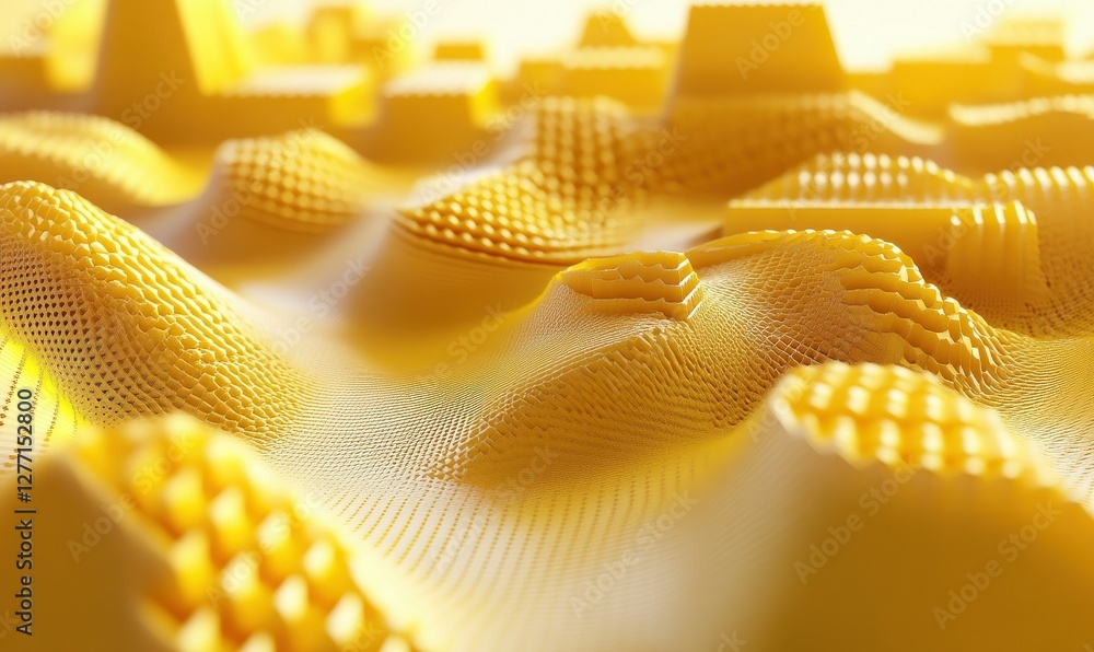 Aufkleber a 3d rendered design featuring a yellow geometric pattern in an abstract style.
