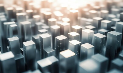 Obraz premium A 3D rendering of an abstract big data concept with white and gray wave light textures.