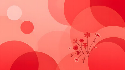 Romantic red abstract background with hearts and bubbles