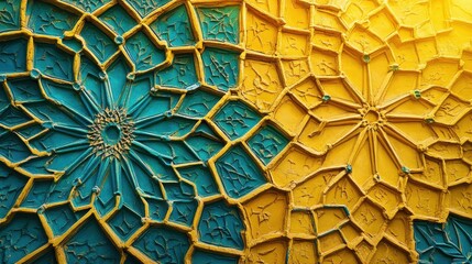Obraz premium Colorful Geometric Patterns in Yellow and Teal for Creative Projects
