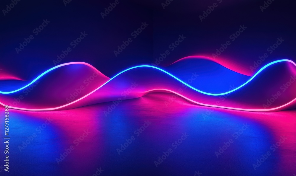 Poster abstract flowing waves of neon lights in shades of red and blue illuminated by dramatic lighting on 