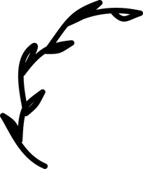 Floral branch and minimalist leaves for logo or tattoo. Hand drawn line wedding herb. Decorative hand drawn leaves. Minimal line art drawing for print, cover or wallpaper.