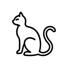 Cat silhouette icon with curled tail, minimalistic art concept